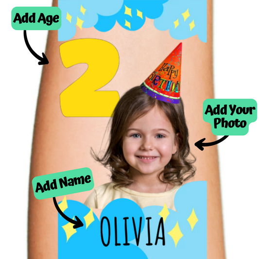 Birthday Numbers Customizable Temporary Tattoo for Kids