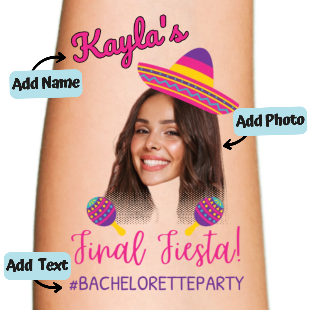 Final Fiesta Customizable Bachelorette Face Temporary Tattoo