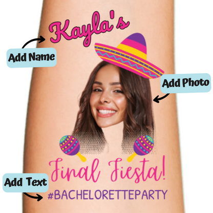 Final Fiesta Customizable Bachelorette Face Temporary Tattoo
