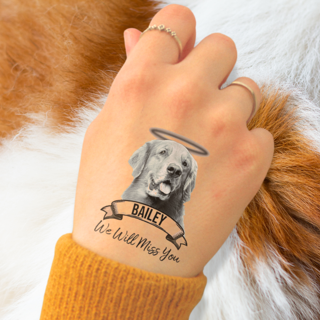 Grayscale Photo with Halo Custom Temporary Tattoo