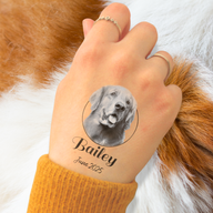 Grayscale Photo with Round Border Memorial Custom Temporary Tattoo