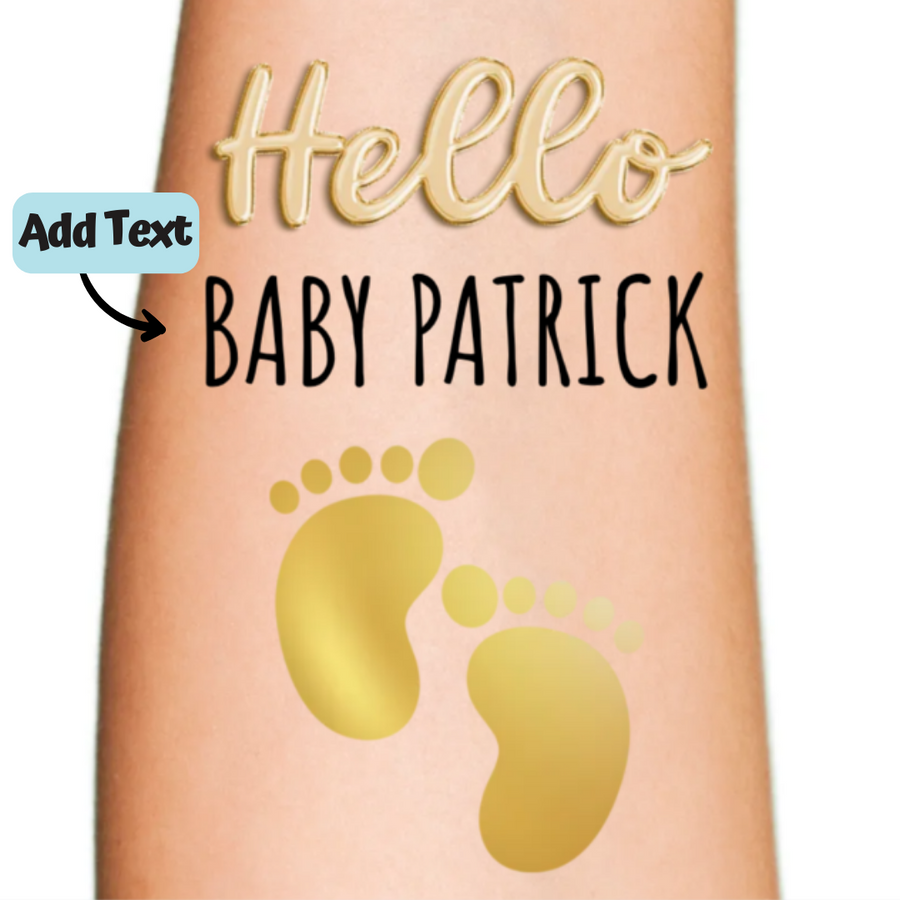Hello Baby Footprints Tattoo for Baby Shower