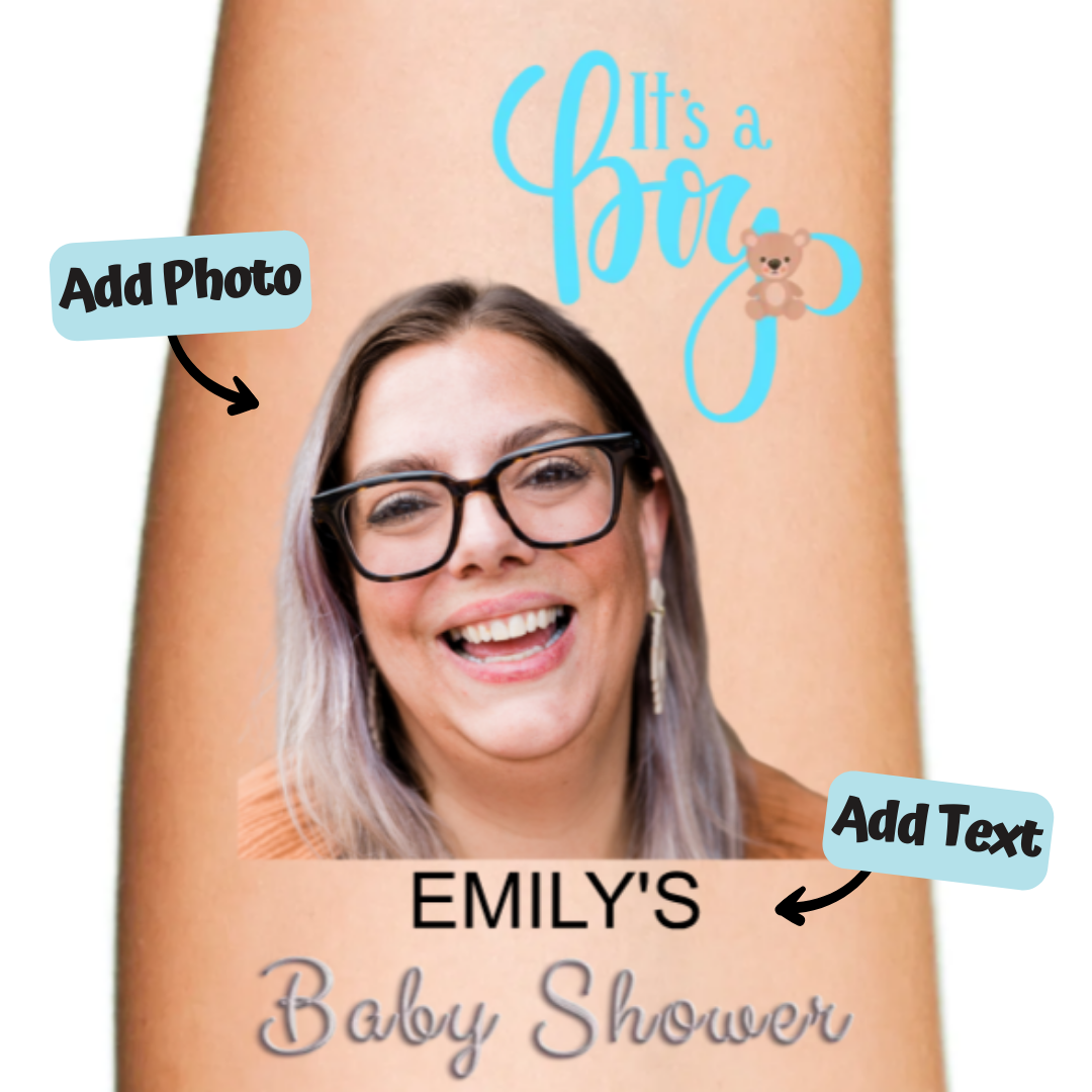 It's a Boy With Baby Bear Temporary Tattoo for Baby Shower Party