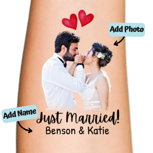 Just Married Wedding Temporary Tattoo for Couples