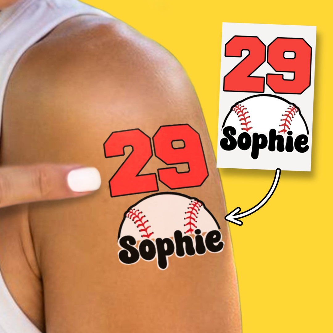 Custom Sports Number Tattoo with Name