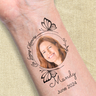 Memorial Border with Butterfly Custom Temporary Tattoo