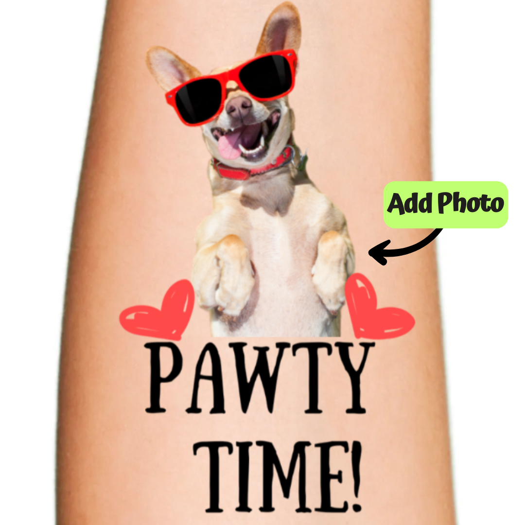 Pawty Time With Hearts: Dog Custom Tattoo