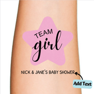 Team Girl Pink Star Temporary Tattoo