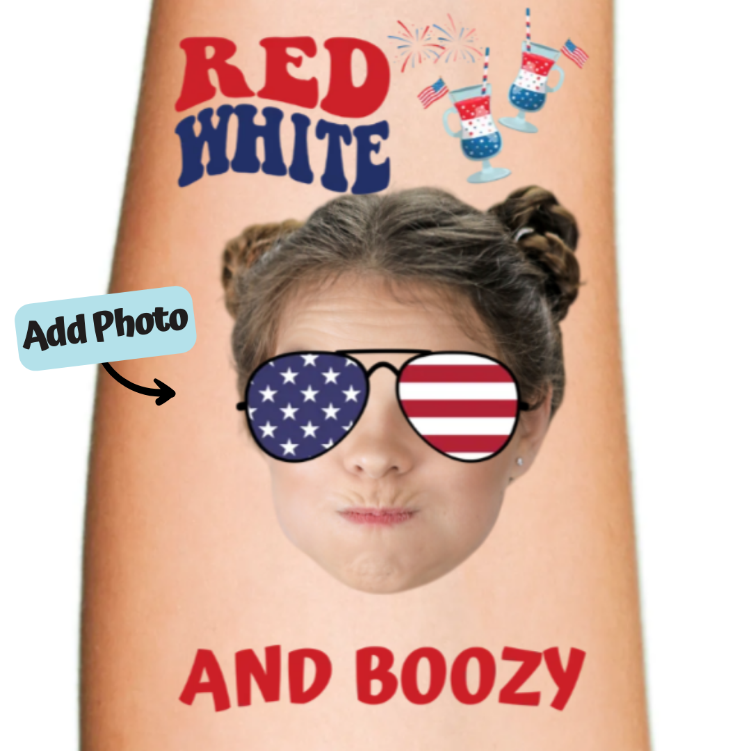 Red White and Boozy July 4th Temporary Tattoo