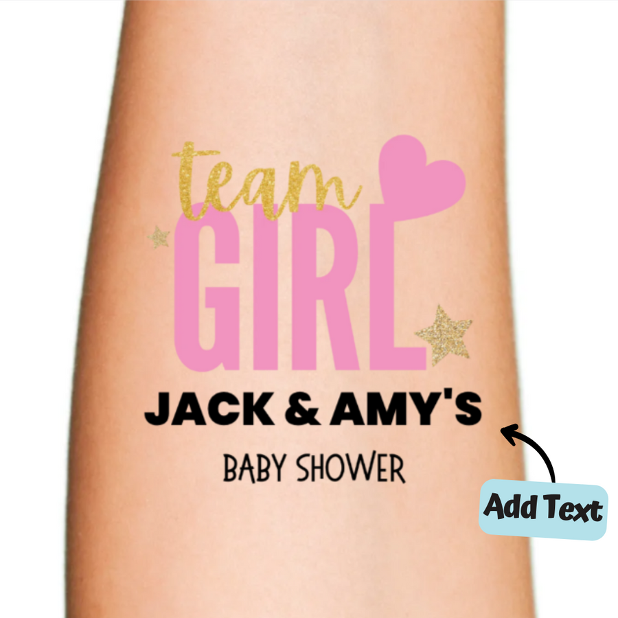 Team Girl Heart Customized Temporary Tattoo