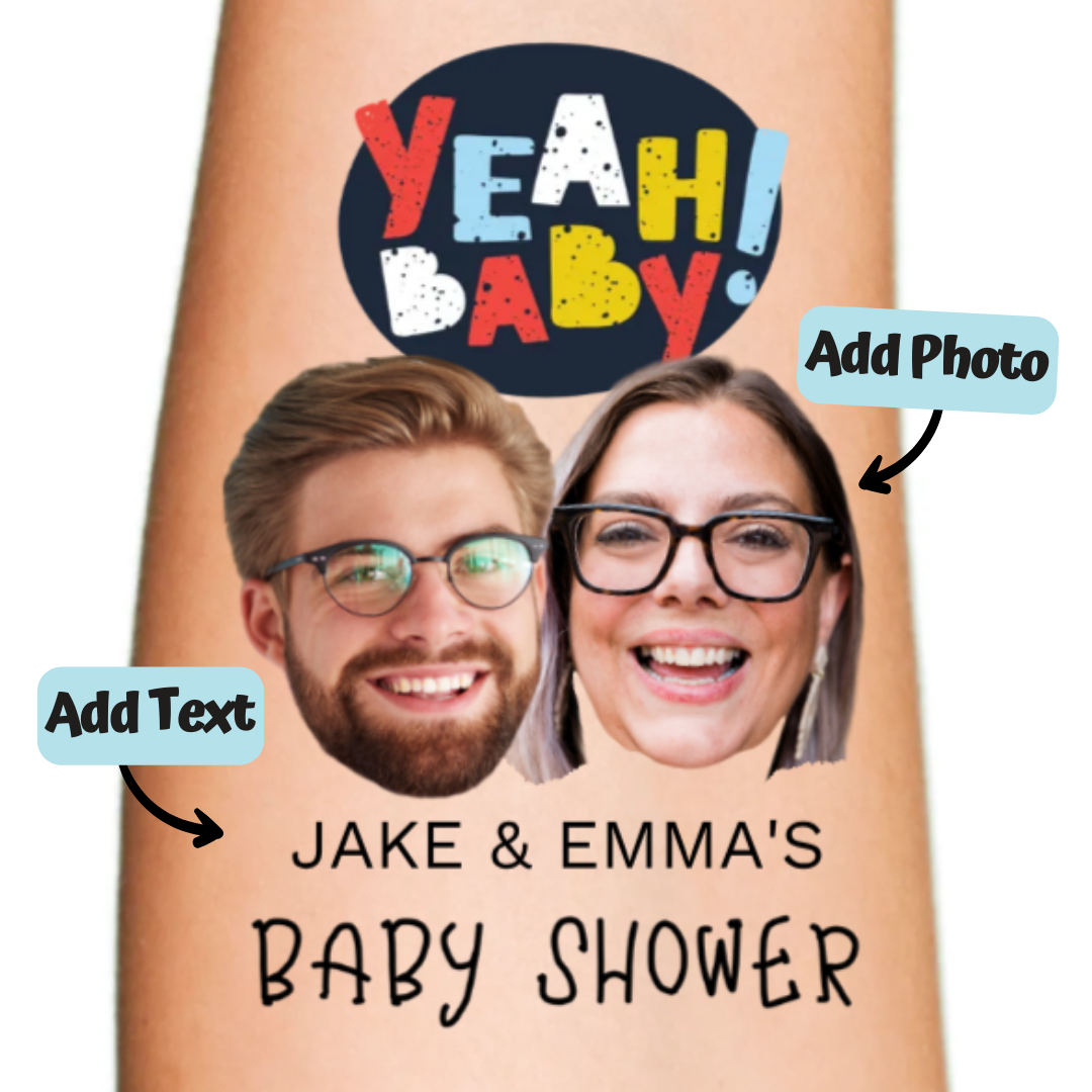 Yeah Baby Custom Temporary Tattoo for Baby Shower Event