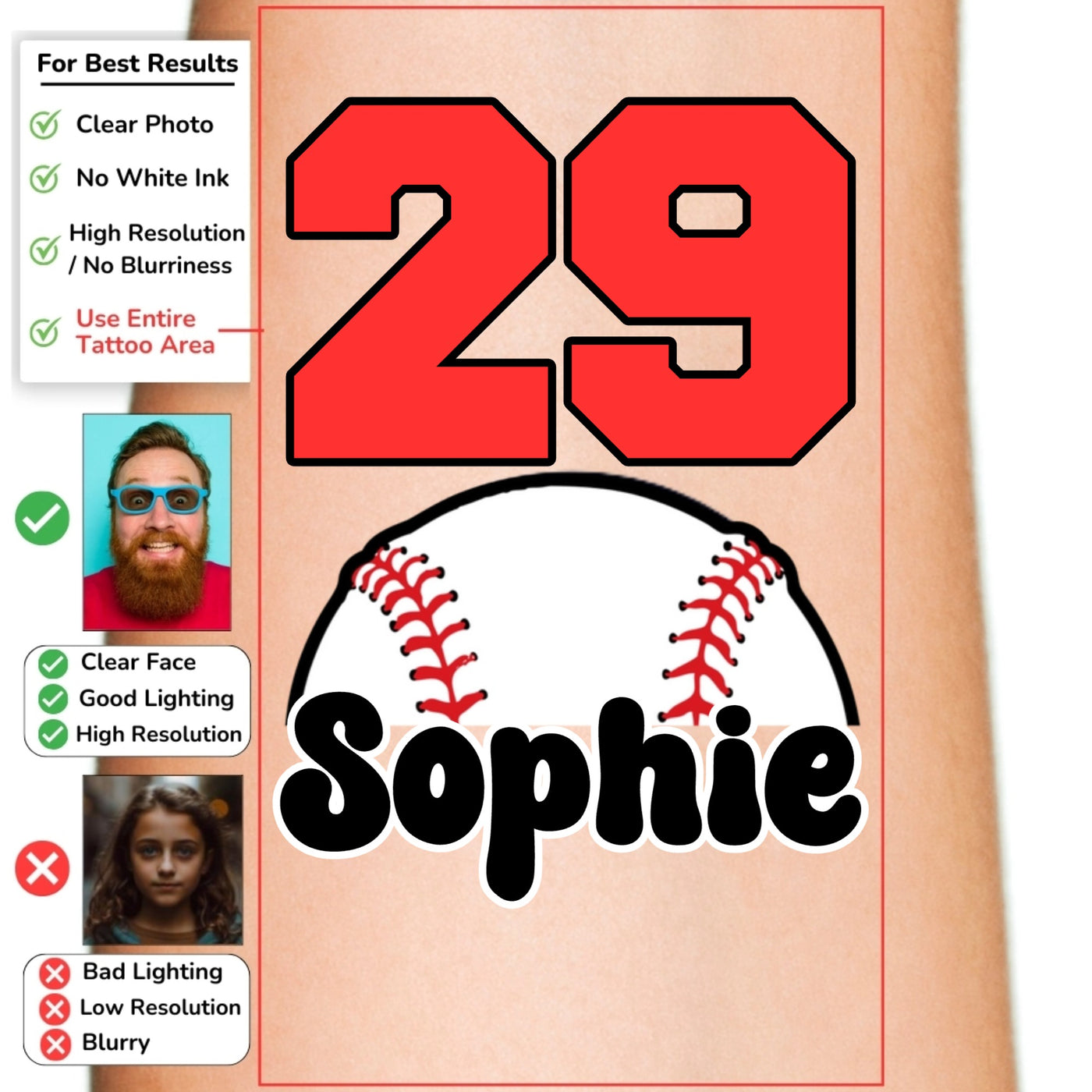 Custom Sports Number Tattoo with Name