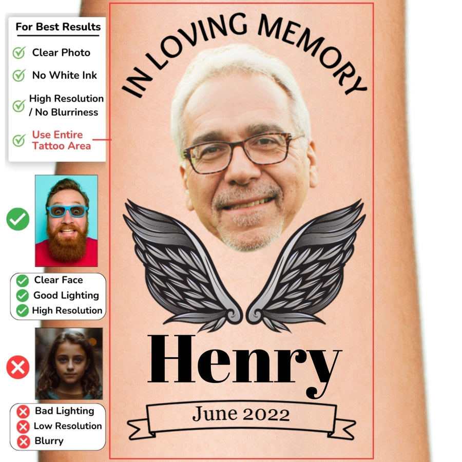 Memorial Face Cut-Out Custom Temporary Tattoo