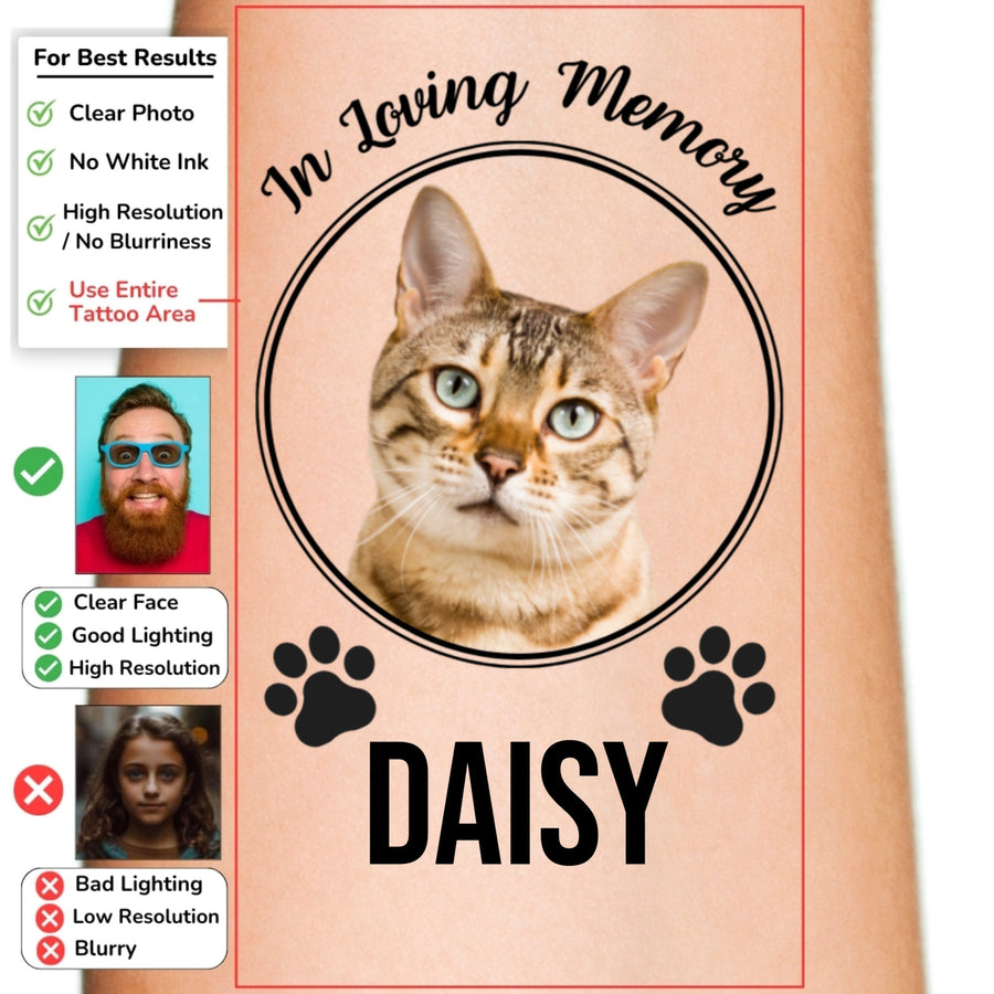 Memorial Border with Paw Prints Custom Temporary Tattoo