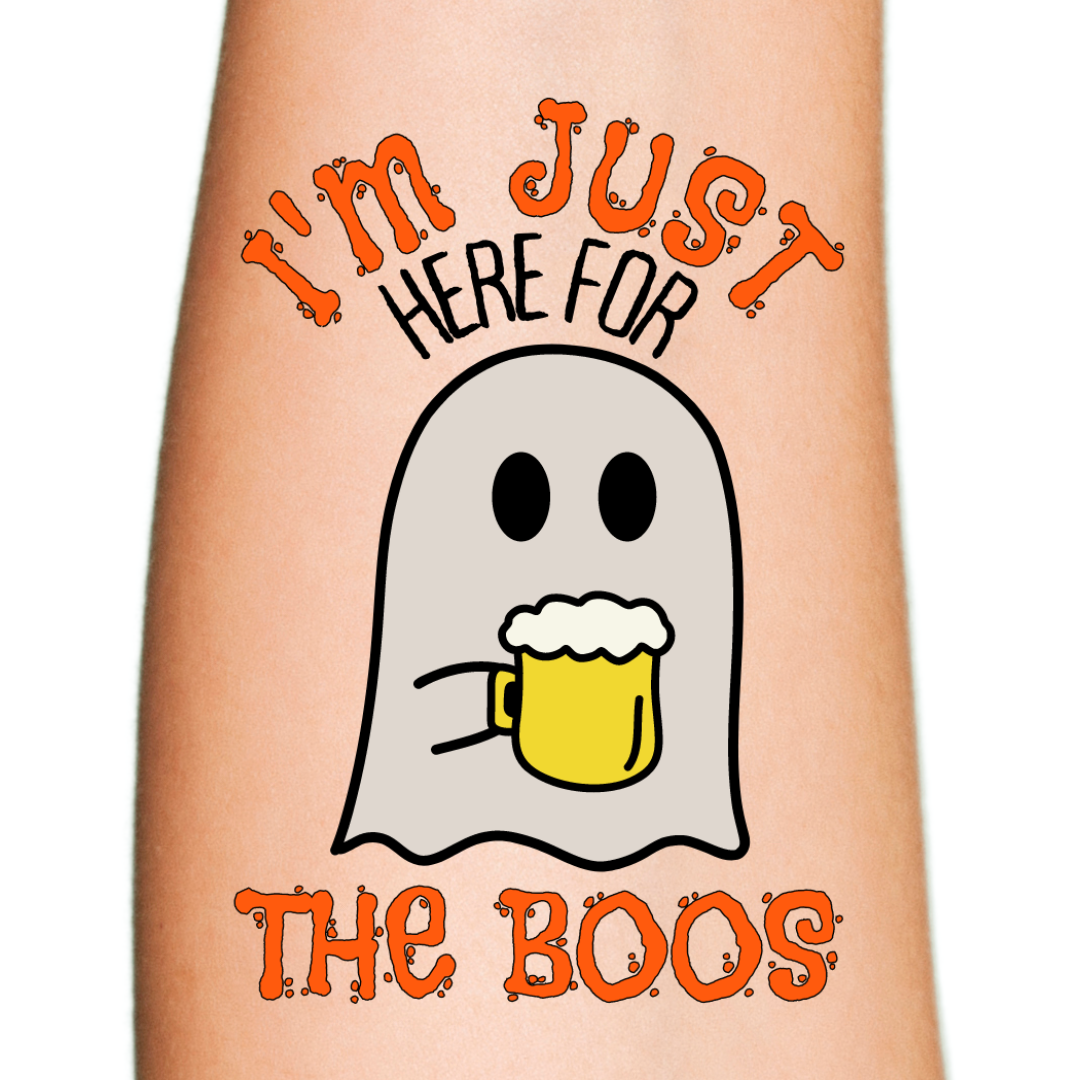 Here for the Boos Ghost Temporary Tattoo for Halloween