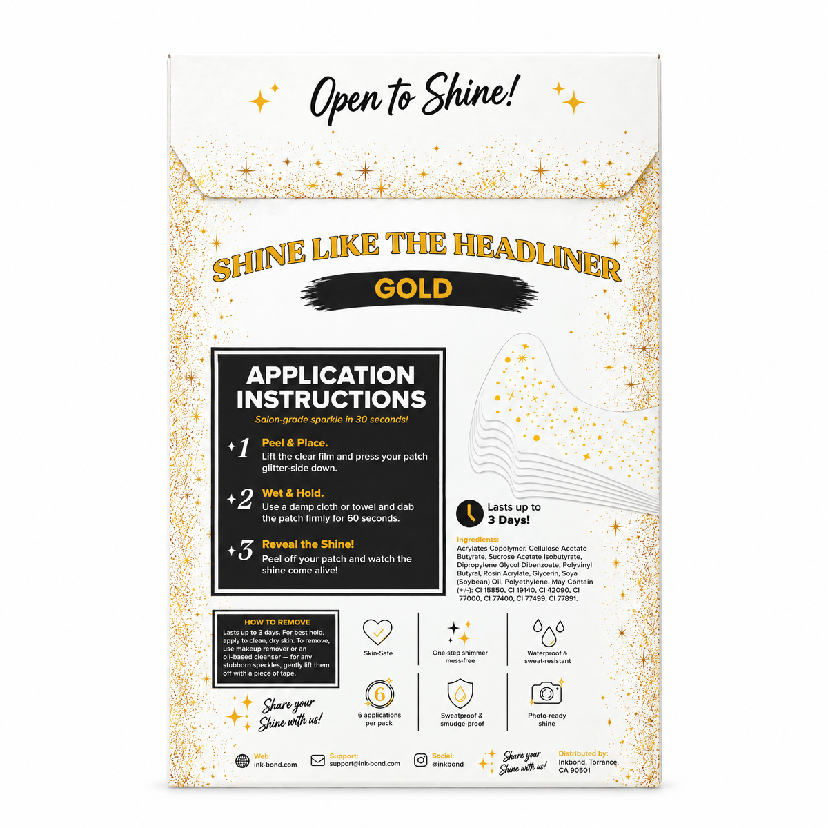 Inkbond Gold Festival Speckles envelope back with instructions
