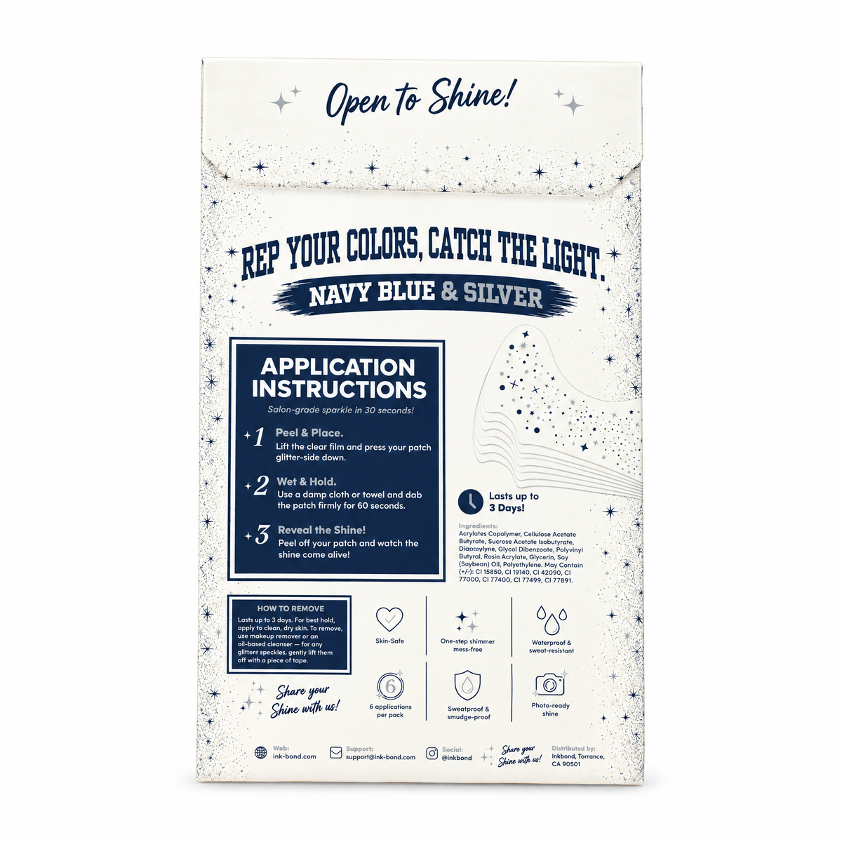 Inkbond Navy Blue and Silver Game Day Speckles envelope back with instructions
