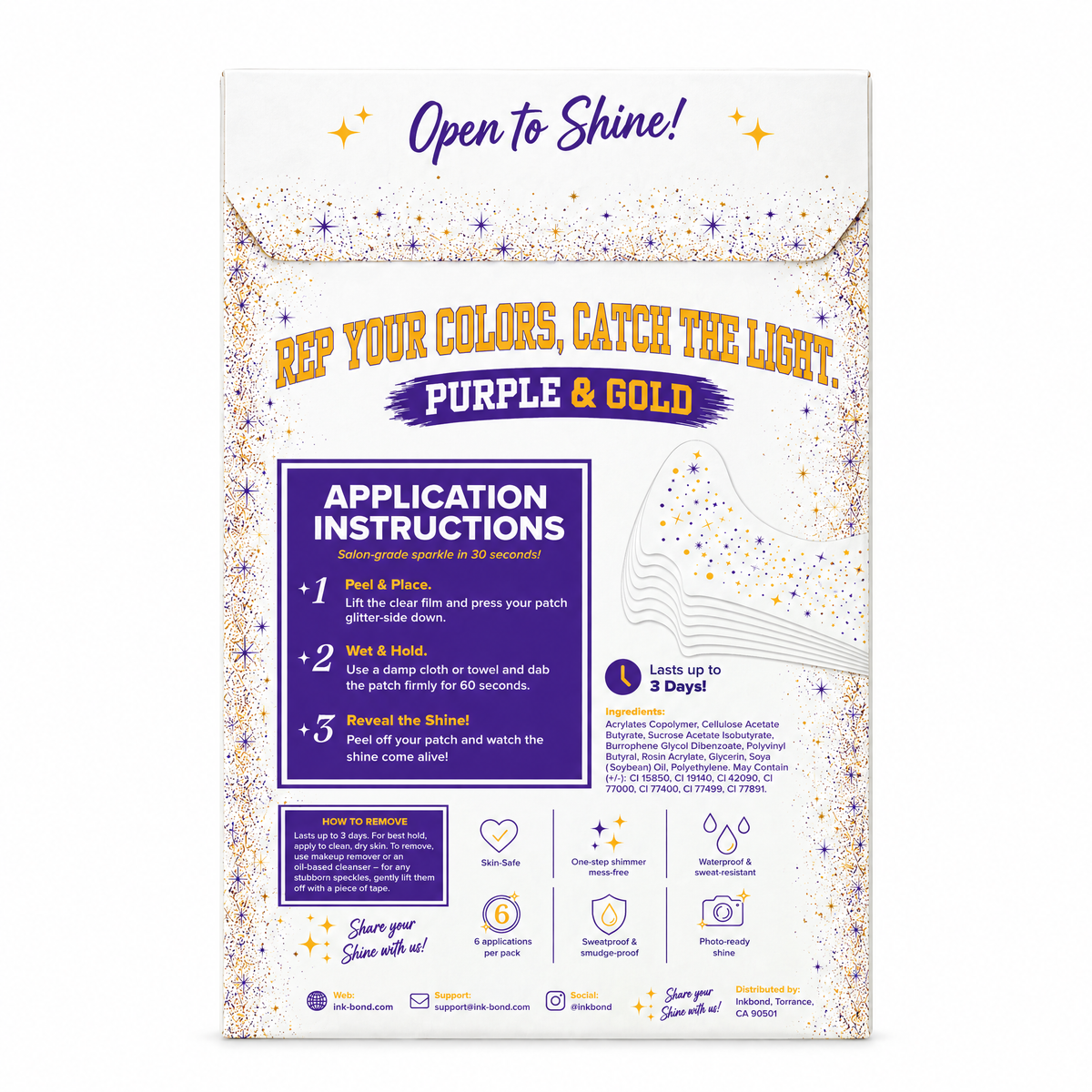 Inkbond Purple and Gold Game Day Speckles envelope back with instructions