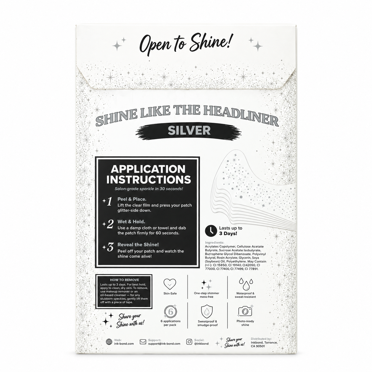 Inkbond Silver Festival Speckles envelope back with instructions