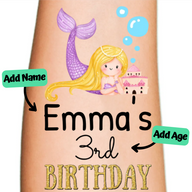 Mermaid and Castle Temporary Tattoo