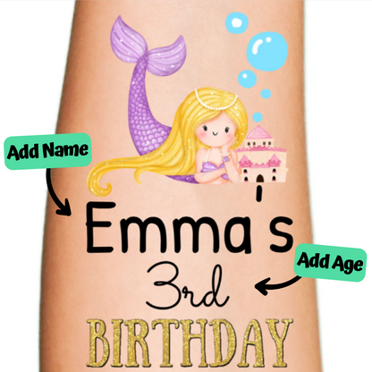 Mermaid and Castle Temporary Tattoo
