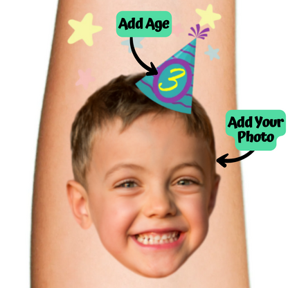 Kids Party Hat Temporary Tattoo for Kids Birthday