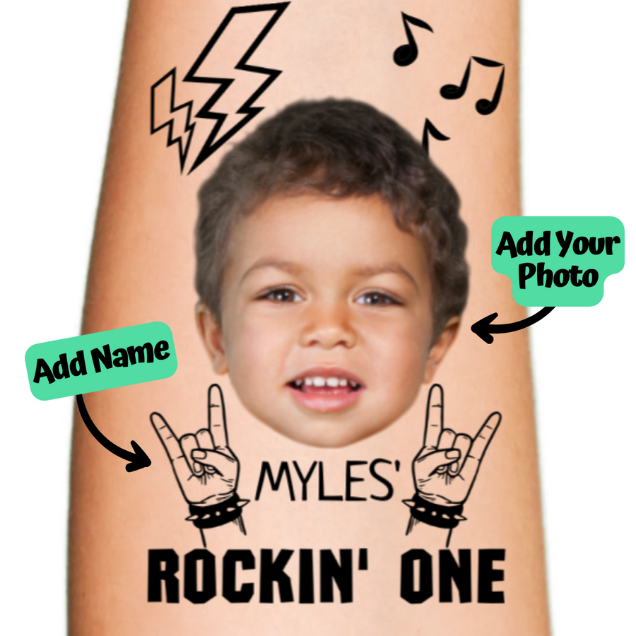 Rockin' One Kid's Custom Birthday Temporary Tattoo