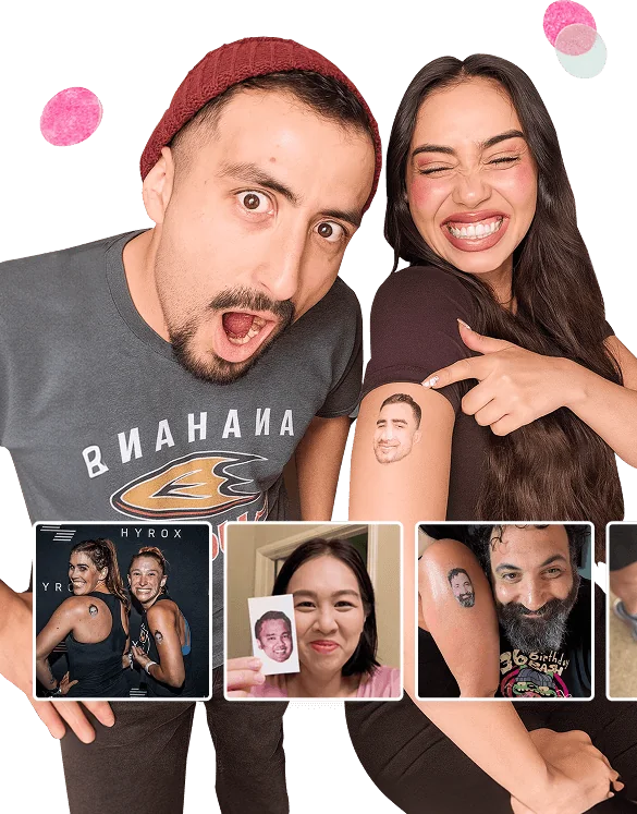 Couple reacting to a face tattoo